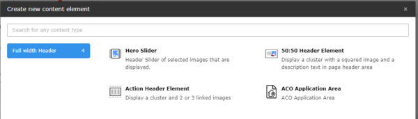 Because we unified the backend layout you are now able to see all allowed content elements. (Application Area is only visible for certain companies)