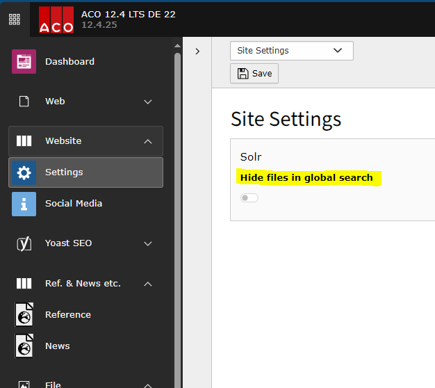 Aco Hide Files Setting